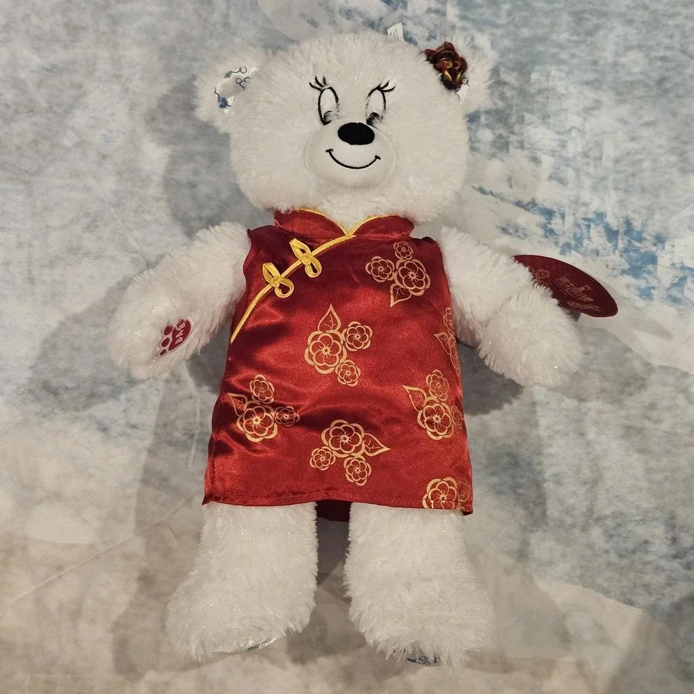 Disney Parks Shanghai Build A Bear White Plush Chinese Dress Mickey‎ Feet Rare